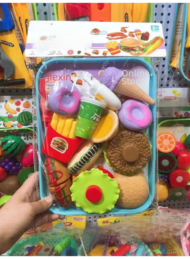 Children's Playhouse Toy Kitchen Girl's Shopping Cart Vegetable Cut Watch Baby Cut Fruit Boy's Combination Set-Specifications:6018-A  - Image 4