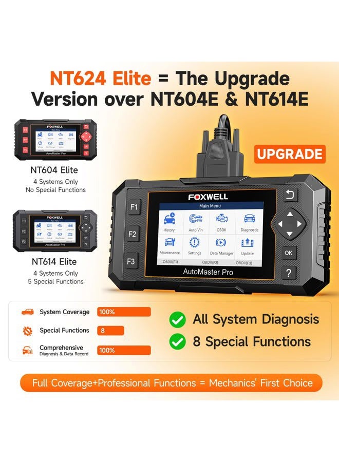 Foxwell NT624 Elite Automotive OBD2 Scanner Full-System Car Code Reader Diagnostic Scan Tool with Oil Light Reset and EPB Service Functions (2019 Latest Version) Warranty 2 Years. - Image 3