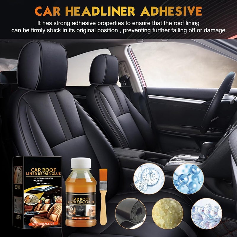 hepanio Headliner Repair Glue 100ml, Car Roof Liner Quick Repair Adhesive Glue, Car Roof Fabric Adhesive,Upholstery Glue for Cars(2pcs) - Image 5