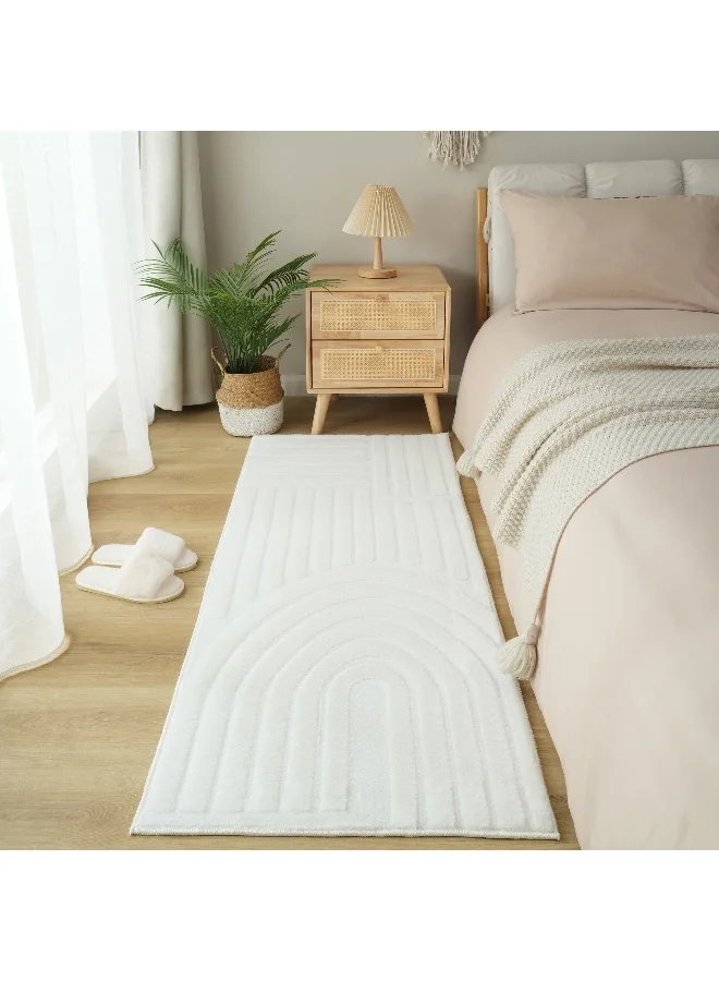 Home Box Zara Baden Jacquard Rabbit Fur Rug - 60x150 cm