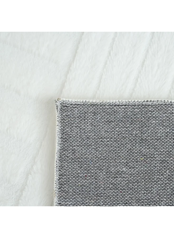 Home Box Zara Baden Jacquard Rabbit Fur Rug - 60x150 cm