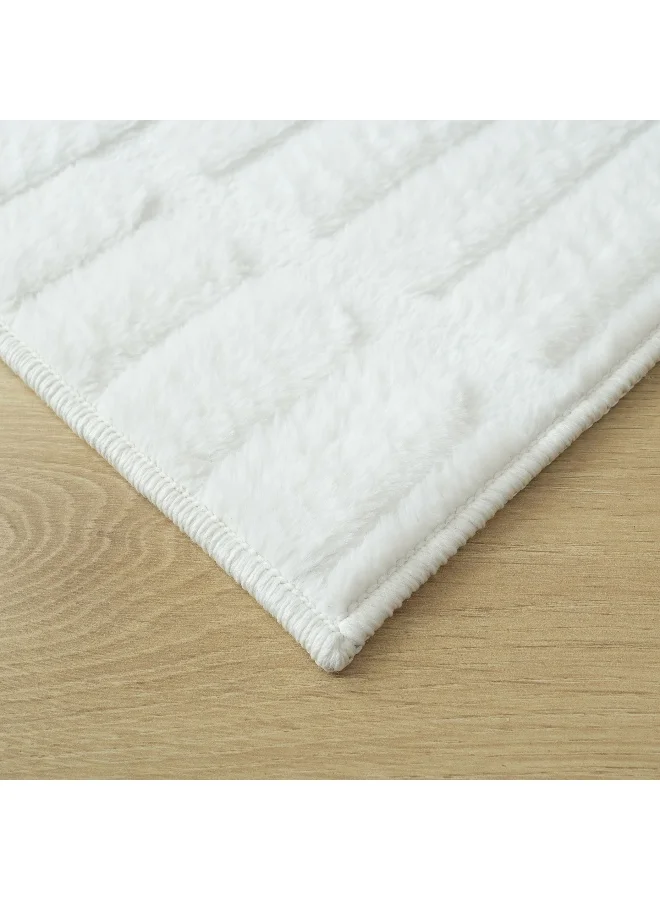 Home Box Zara Baden Jacquard Rabbit Fur Rug - 60x150 cm