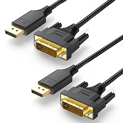 DteeDck DisplayPort to DVI Cable 6ft 2 Pack, DP Display Port to DVI D Cable Adapter Male to Male Cord for Monitor Desktop Laptop Projector HDTV Compatible with Lenovo HP ASUS Dell - Image 1