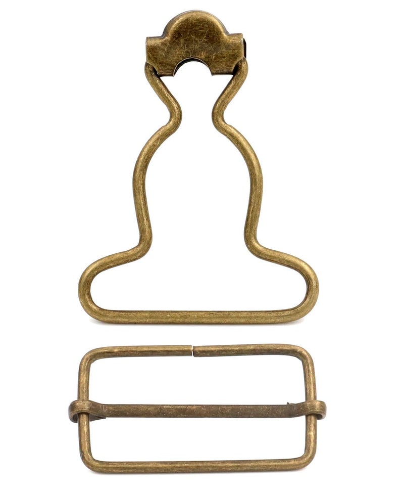 Amanaote 125 Inside Bottom Size Bronze Suspender Buckle with Rectangle Buckle Sliding Bar Pack of 6 Sets