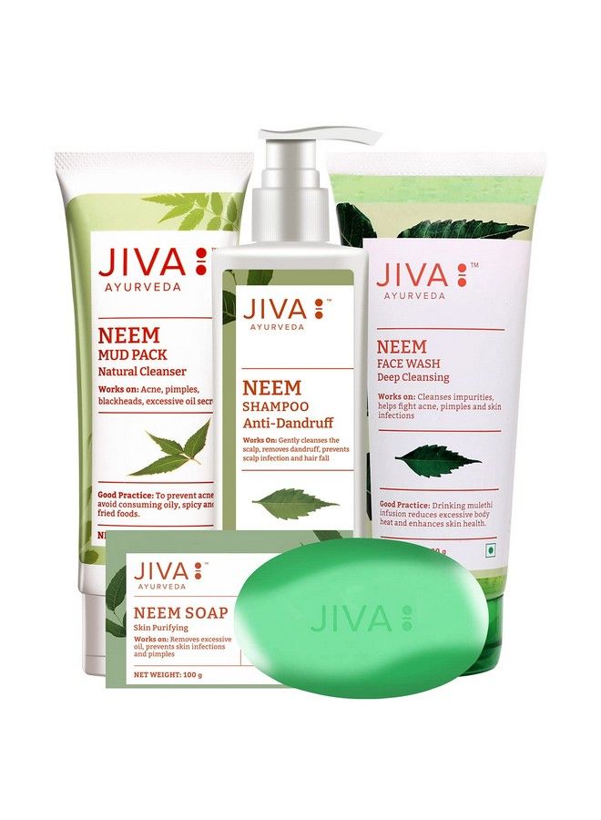 Jiva Ayurveda Neem Combo ; Neem Soap ; Neem Shampoo ; Neem Face Wash ; Neem Mud Pack - Image 2