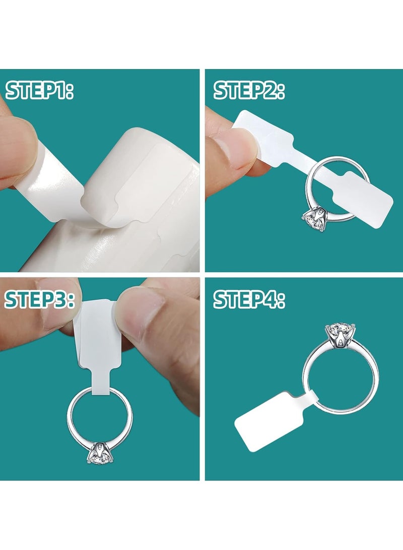 Generic 500Pcs Jewelry Tags Roll for Necklace Earring Price Identify, Rectangle Shape Self Adhesive White Blank Dumbbell Jewelry Stickers Labels for Bracelet, Ring, Clothing Display  - Image 4