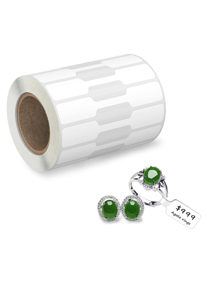 Generic 500Pcs Jewelry Tags Roll for Necklace Earring Price Identify, Rectangle Shape Self Adhesive White Blank Dumbbell Jewelry Stickers Labels for Bracelet, Ring, Clothing Display  - Image 1