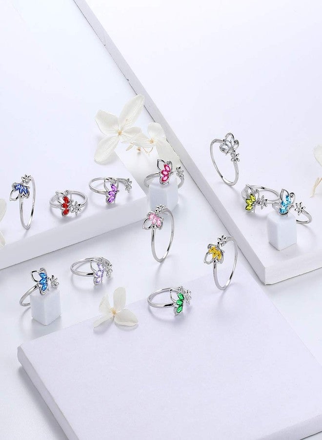 Aurora Tears 925 Sterling Silver Butterfly Ring, Butterflies January-Garnet Birthstone Adjustable Wrap Open Ring Delicate Everyday Ring Jewelry Gift for Women Teen DR0077J - Image 2