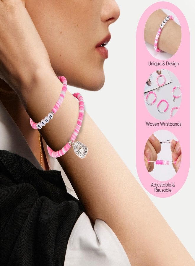 Seqiuay 6 Pcs Western Bracelet Set, Perfect Gifts for Christmas, Valentine’s Day, Fan Parties & Concerts, Jewelry for Women and Men (Pink) - Image 2