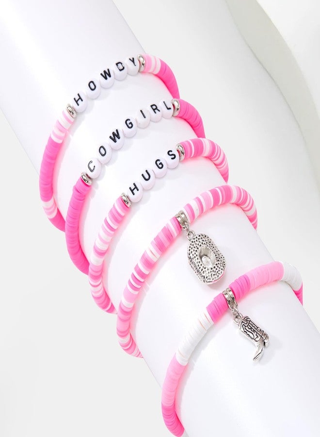 Seqiuay 6 Pcs Western Bracelet Set, Perfect Gifts for Christmas, Valentine’s Day, Fan Parties & Concerts, Jewelry for Women and Men (Pink) - Image 3