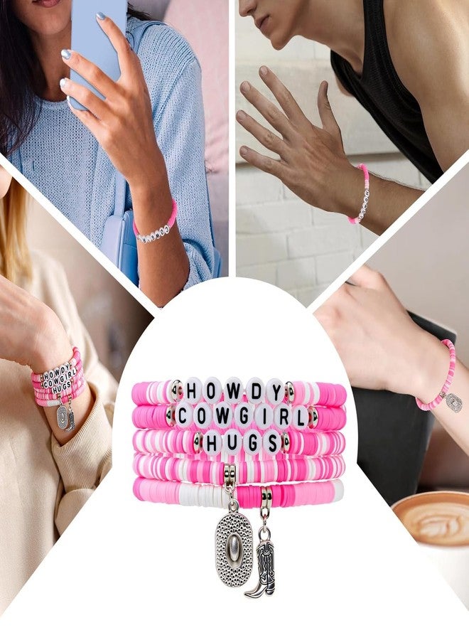 Seqiuay 6 Pcs Western Bracelet Set, Perfect Gifts for Christmas, Valentine’s Day, Fan Parties & Concerts, Jewelry for Women and Men (Pink) - Image 5
