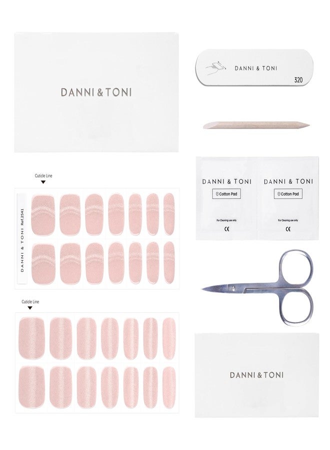 DANNI & TONI Semi Cured Gel Nail Strips Pink (Blush Cascade) Cat Eye Gel Nail Stickers 28 Stickers - Image 4