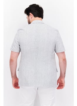 Asos Design Men Regular Fit Short Sleeves  Stripe Blazer, Light Grey  - Image 4