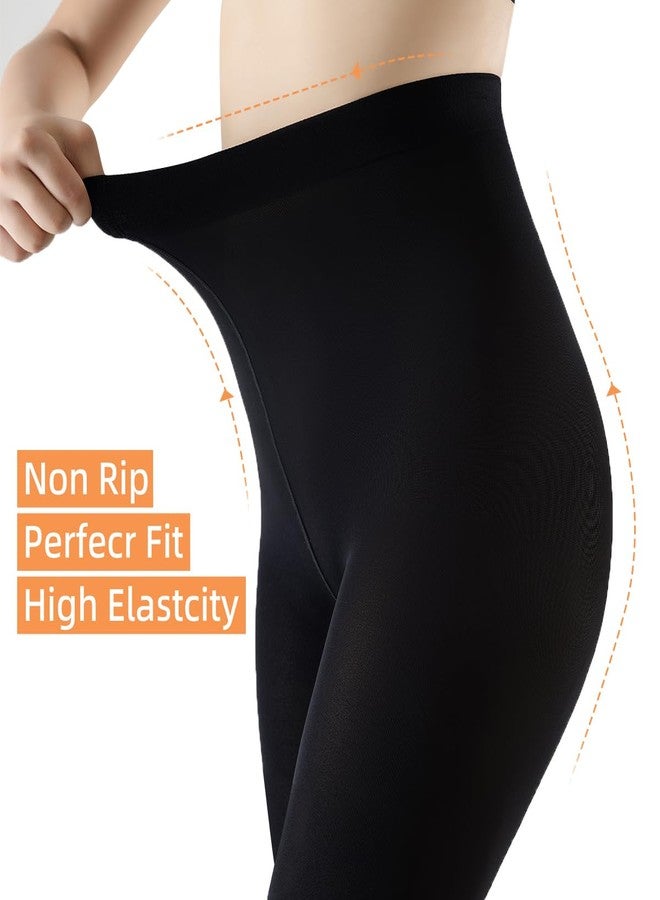 JOYNÉE Women's 80D Soft Opaque Tights Solid Color Pantyhose High Waist Footed Pantyhose, Black, L-XL - Image 3