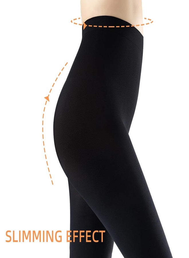 JOYNÉE Women's 80D Soft Opaque Tights Solid Color Pantyhose High Waist Footed Pantyhose, Black, L-XL - Image 2