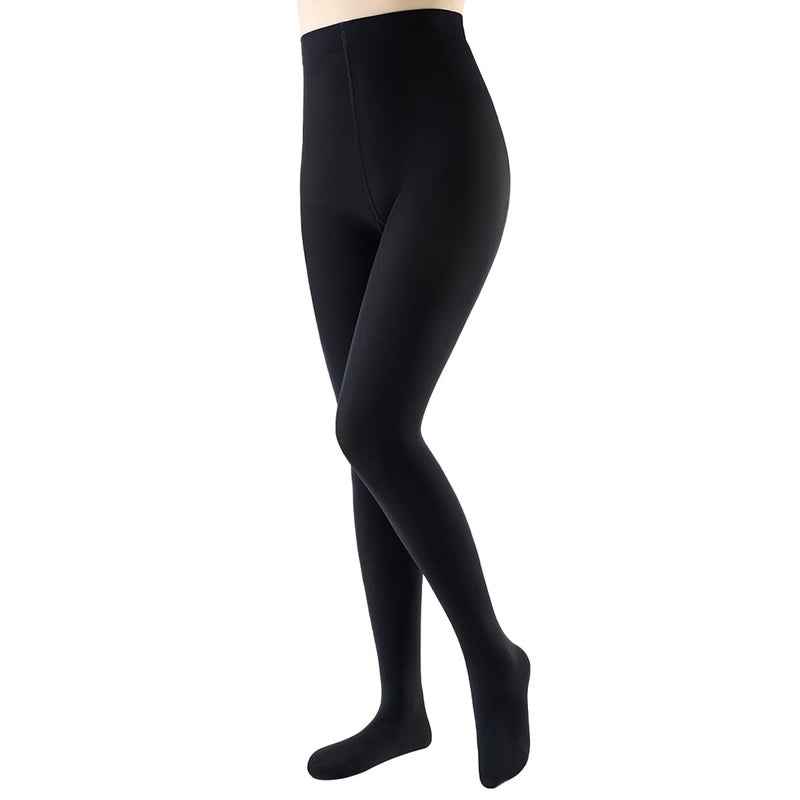 JOYNÉE Women's 80D Soft Opaque Tights Solid Color Pantyhose High Waist Footed Pantyhose, Black, L-XL - Image 1