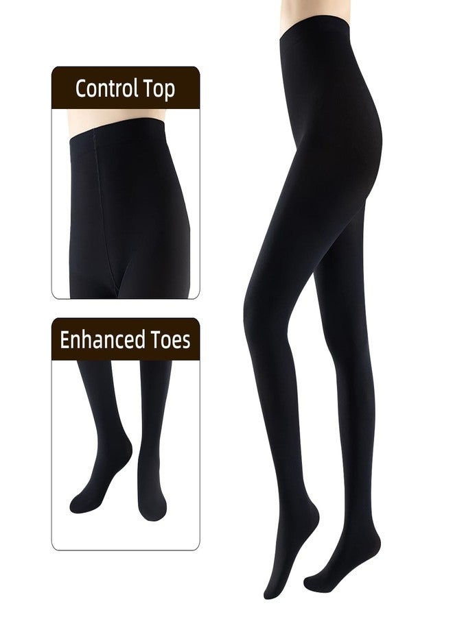 JOYNÉE Women's 80D Soft Opaque Tights Solid Color Pantyhose High Waist Footed Pantyhose, Black, L-XL - Image 5
