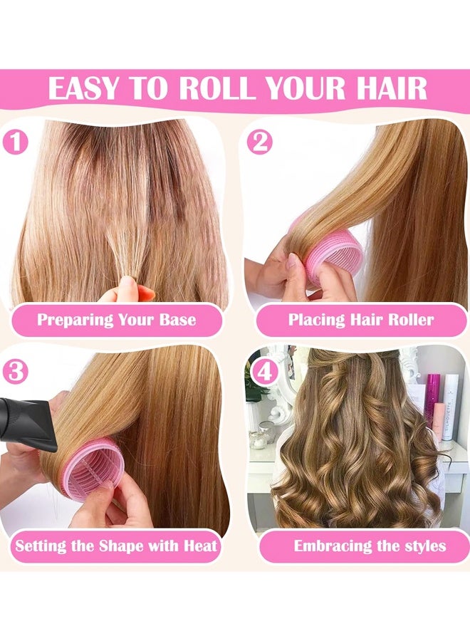 12PCS Rose Red Self Grip Hair Curlers Rollers For Short Women Hairstyle - Image 3