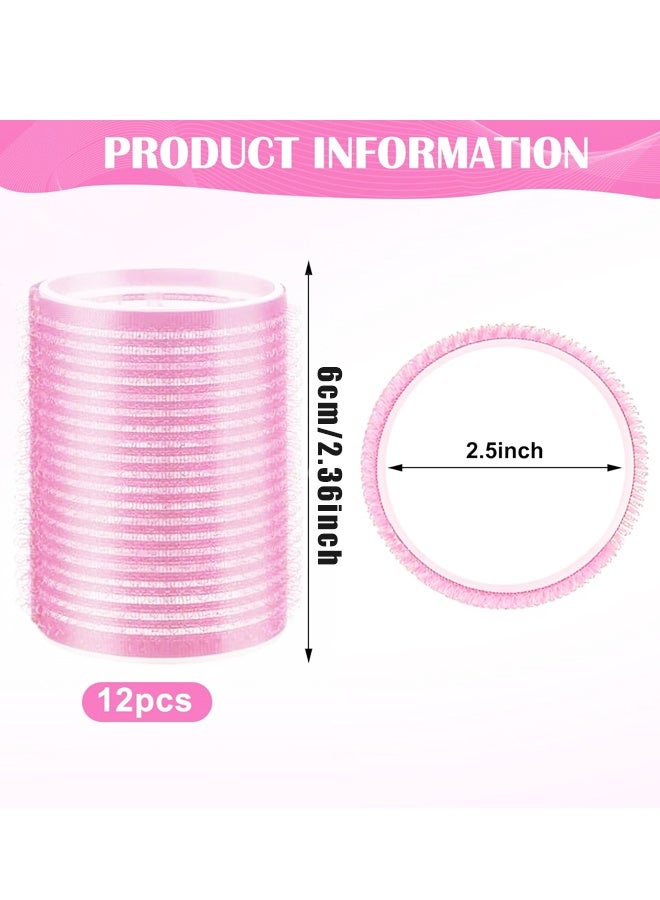 12PCS Rose Red Self Grip Hair Curlers Rollers For Short Women Hairstyle - Image 2