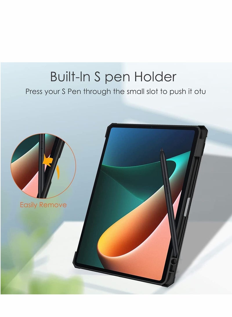حافظة Xiaomi Mi Pad 5/Pro 11" مع حامل قلم، استيقاظ/نوم تلقائي، قاعدة ثلاثية الطي، غطاء خلفي شفاف - Image 3
