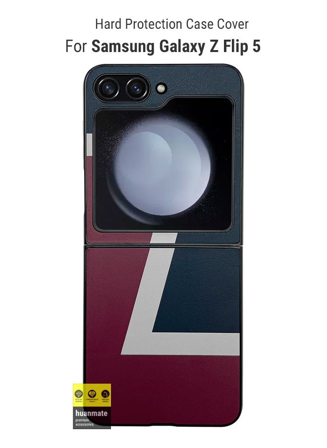 huanmate غطاء حماية صلب أنيق لهاتف Samsung Galaxy Z Flip5 باللون الأزرق/الأحمر  - Image 1