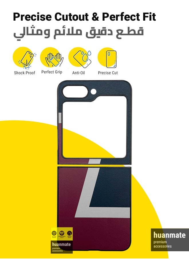 huanmate غطاء حماية صلب أنيق لهاتف Samsung Galaxy Z Flip5 باللون الأزرق/الأحمر  - Image 2