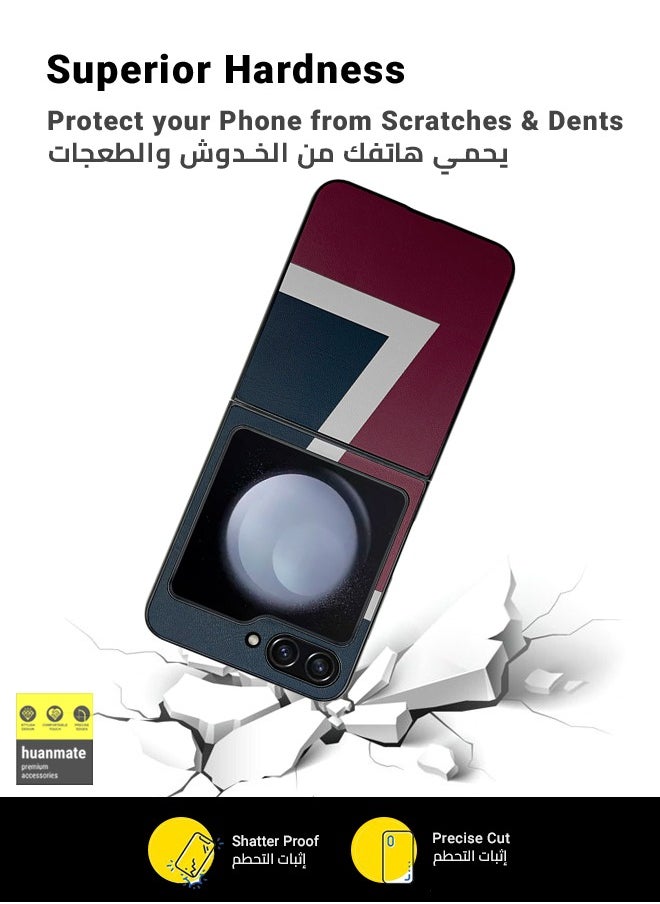 huanmate غطاء حماية صلب أنيق لهاتف Samsung Galaxy Z Flip5 باللون الأزرق/الأحمر  - Image 4