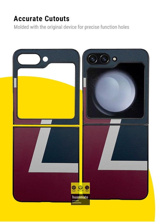 huanmate غطاء حماية صلب أنيق لهاتف Samsung Galaxy Z Flip5 باللون الأزرق/الأحمر  - Image 5