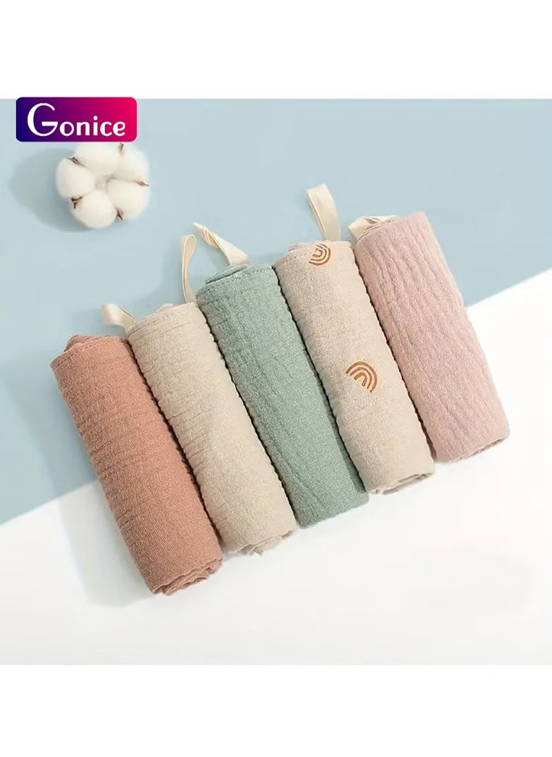 Gonice 5pcs Soft Cotton Gauze Baby Towels - Perfect For Newborns And Infants' Bath Time!  - Image 1