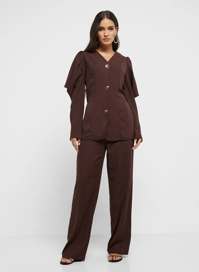 ELLA Puffed Sleeved Blazer & Pant Set