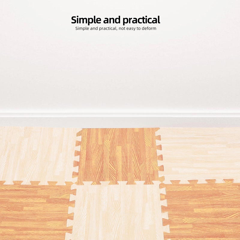 12Pcs Interlocking Foam Floor Mat Puzzle Wood Grain Gym Playroom Padding - Image 4