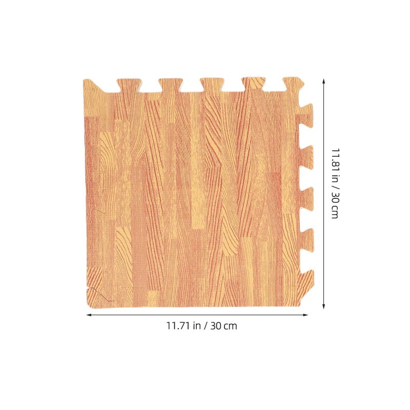 12Pcs Interlocking Foam Floor Mat Puzzle Wood Grain Gym Playroom Padding - Image 3