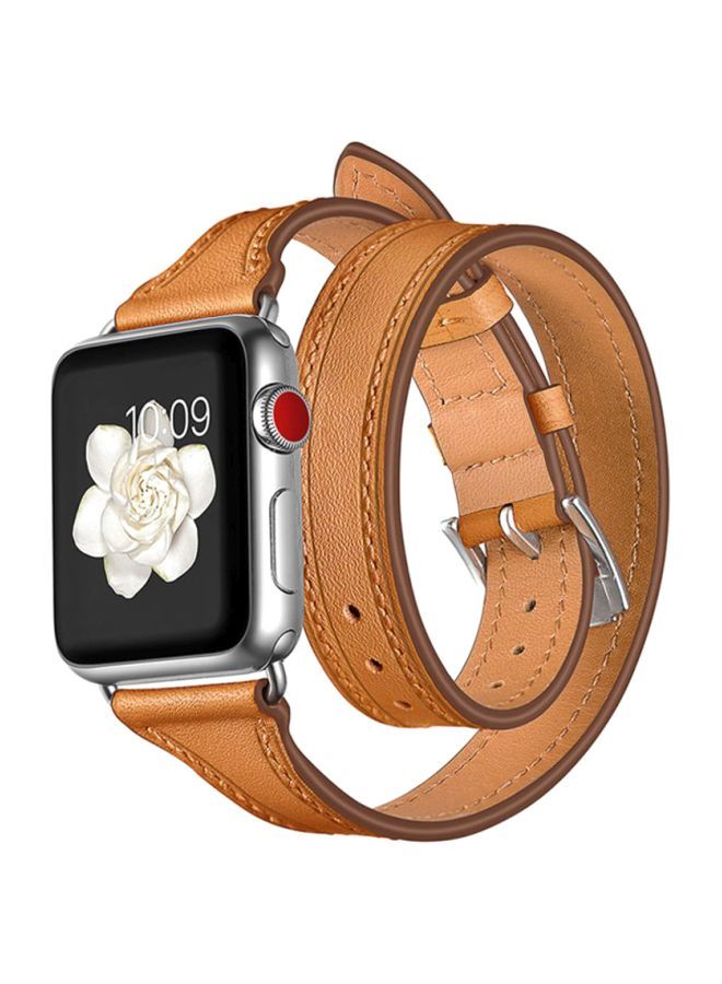 NIBEMINENT Replacement Band Strap For Apple Watch 4 Brown  - Image 3