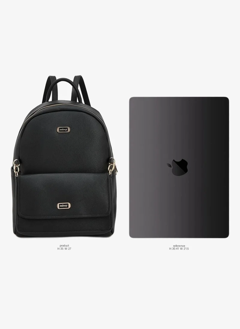 Missy Solid Backpack With Adjustable Straps
