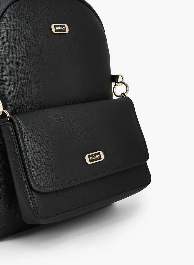 Missy BLACK Solid Backpack With Adjustable Straps  | Best Price UAE
