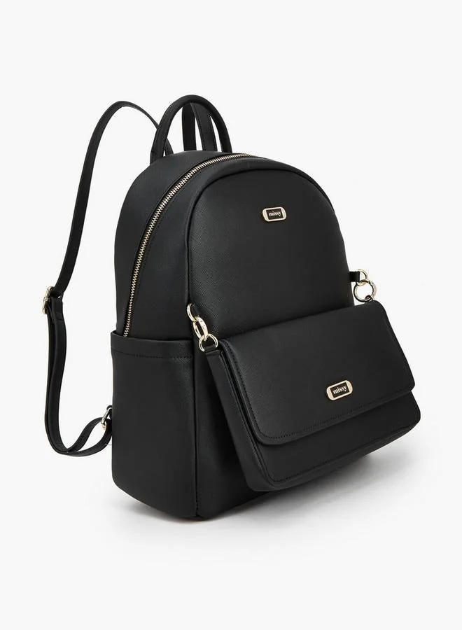 Missy BLACK Solid Backpack With Adjustable Straps  | Best Price UAE