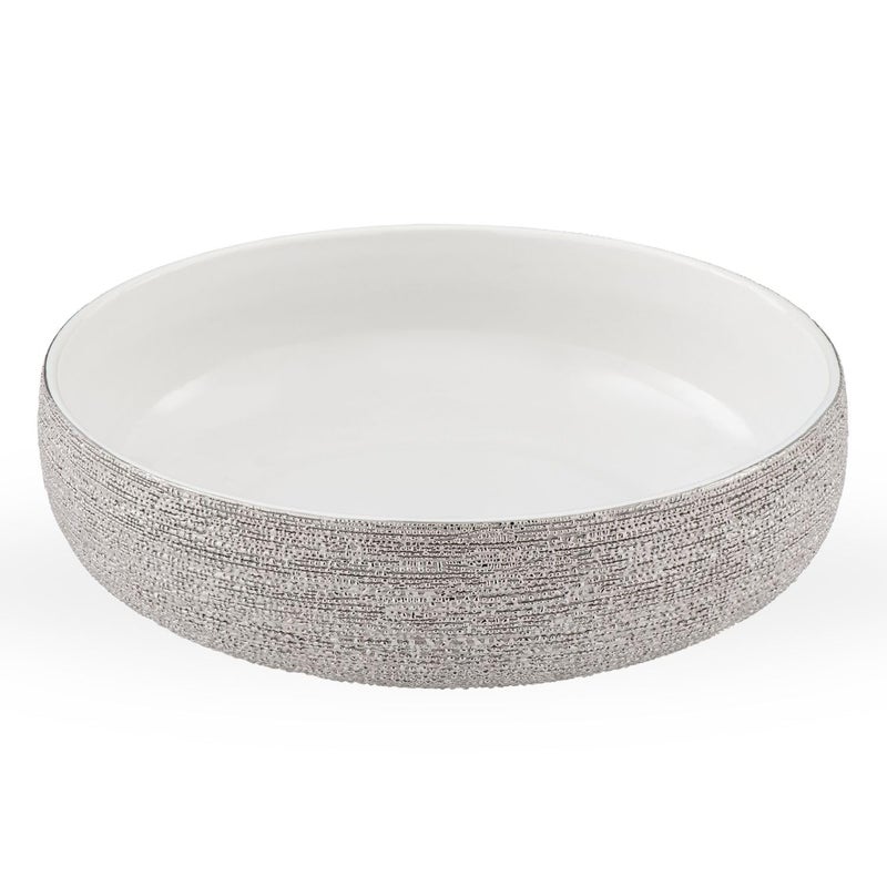 Torre & Tagus Torre  Tagus Brava Decorative Bowl  Silver Ceramic Bowl 10 Large For Table  Kitchen Counter 