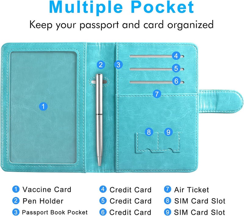 ACdream Passport and Vaccine Card Holder Combo, Cover Case with CDC Vaccination Card Slot, Leather Travel Documents Organizer Protector, with RFID Blocking, for Women and Men, Almond Blossom - Image 4