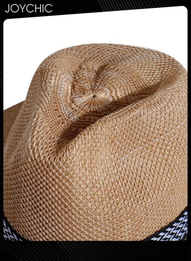 Joychic Summer Outdoor Men Wide Brim Sun Hat Sun Protection and Breathable Lightweight Portable Straw Hat  - Image 3