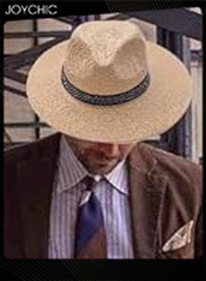 Joychic Summer Outdoor Men Wide Brim Sun Hat Sun Protection and Breathable Lightweight Portable Straw Hat  - Image 1