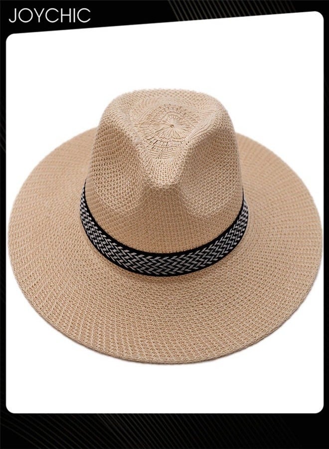 Joychic Summer Outdoor Men Wide Brim Sun Hat Sun Protection and Breathable Lightweight Portable Straw Hat  - Image 2