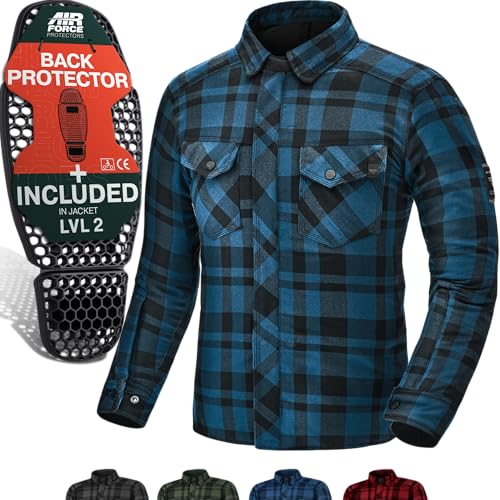 SHIMA RENEGADE MEN 2 Motorcycle Shirt for Men - Armored Plaid Biker Flannel Jacket with FiberQL - Aramid and Cooling layer, CE Back, Shoulder, Elbow Protectors, Zipper and Snap Closure (Black, 4XL) - Image 1
