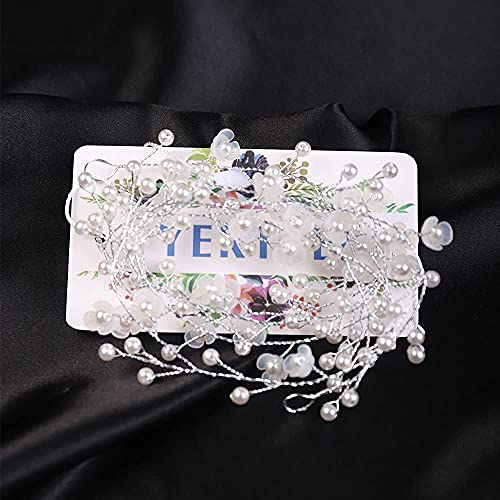 YERTTER Floral Wedding Bridal Crystal Handmade Headbands for Wedding Party Beads Hair Vine Bridal Hair Accessories for Women and Bride (Silver) - Image 5