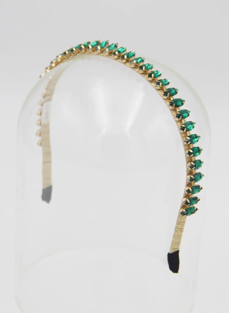 D'Daniela Headband Amy For Girls Emerald Green Stones