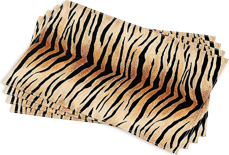 Cango Home Brown Black Zebra Patterned Digital Printing Placemat Set of 4 CGH366-AS