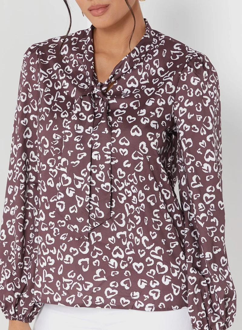 ELLA Printed Tie Detail Top