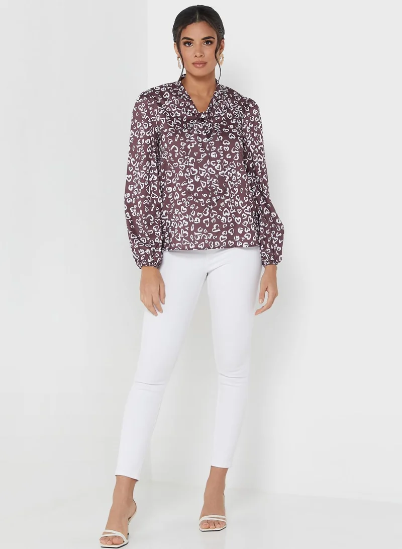ELLA Printed Tie Detail Top