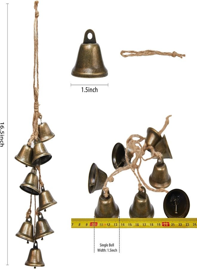 Nicynin 2 Pieces 16.5 Inches Witch Bells Protection, Door Knob Hangers Outdoor Witch Wind Chimes 8 Brass Bells Witchcraft Supplies for Christmas Home Decor - Image 2
