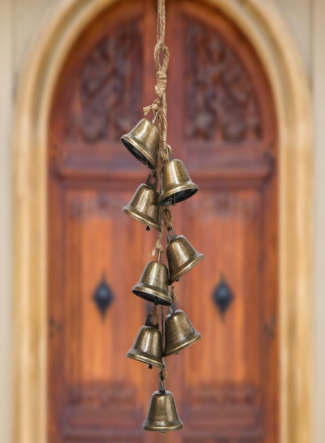 Nicynin 2 Pieces 16.5 Inches Witch Bells Protection, Door Knob Hangers Outdoor Witch Wind Chimes 8 Brass Bells Witchcraft Supplies for Christmas Home Decor - Image 3