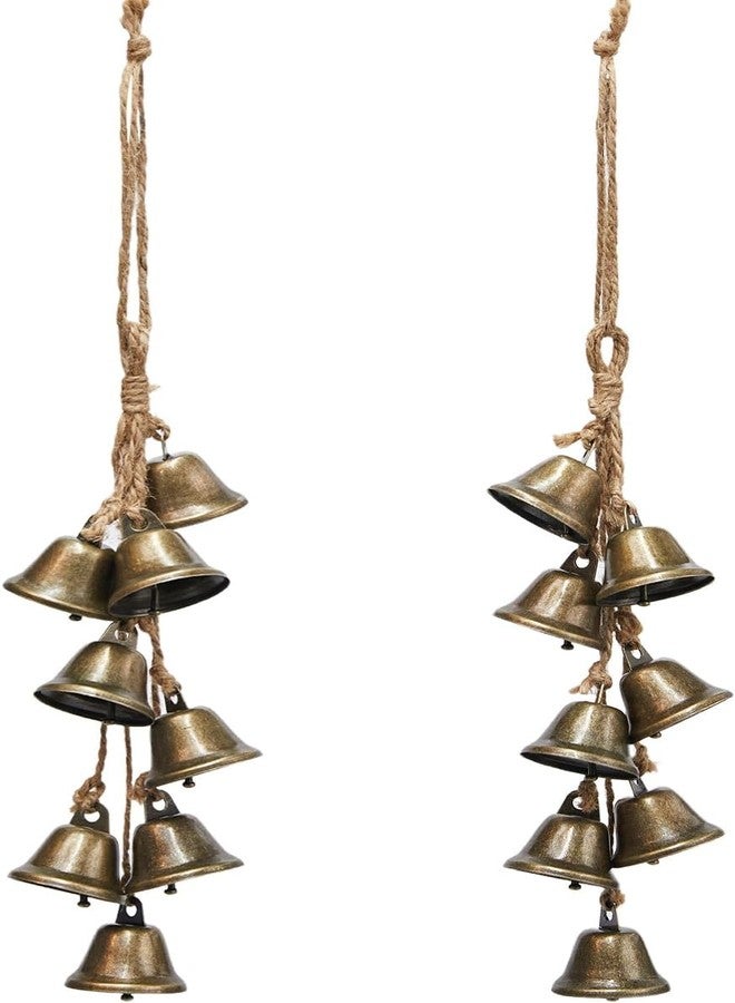 Nicynin 2 Pieces 16.5 Inches Witch Bells Protection, Door Knob Hangers Outdoor Witch Wind Chimes 8 Brass Bells Witchcraft Supplies for Christmas Home Decor - Image 1